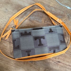 Brown and Orange Checkered Shoulder Bag